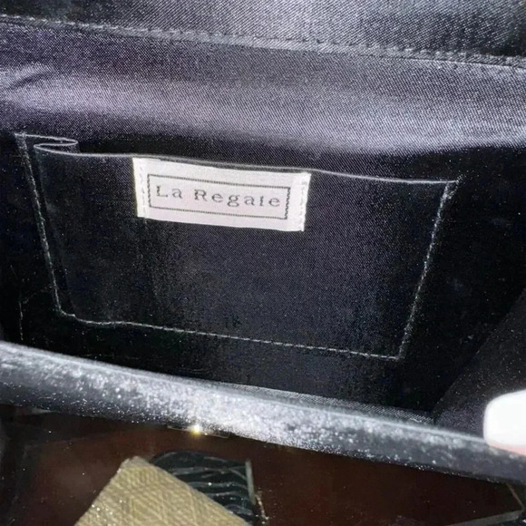 La Regale Black Satin Clutch Crossbody Purse Party Cocktail Bag - Picture 5 of 5